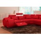 Canapé d'angle en cuir italien 5/6 places PETIT EXCELIA, rouge uni, angle gauche