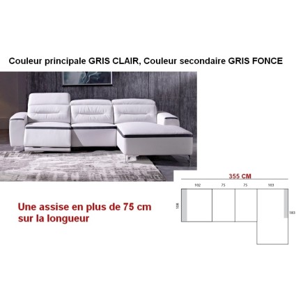 Paiement partiel: Canapé d'angle relax en cuir de buffle italien de luxe funrelax, sur mesure personnalisé avec une assise de 75