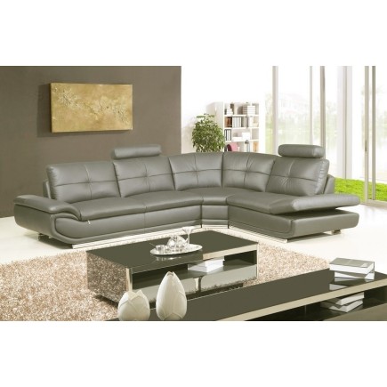 3eme paiement de la commande: Canapé d'angle en cuir buffle italien de luxe 6/7 places bellaligna, gris foncé, angle droit, 6x s