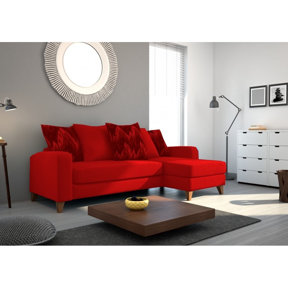 Canapé d'angle en tissu de qualité SATURNE, rouge, angle droit