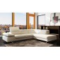 Canapé d'angle en cuir Prestige luxe italien 5/6 places Grand GEORGE, coloris blanc, angle droit