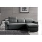 Canapé d'angle convertible cuir buffle italien 5 places, ALLURE, gris foncé, angle droit