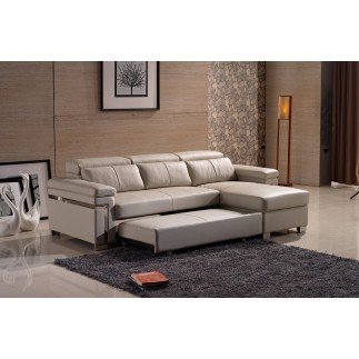 Canapé d'angle convertible cuir buffle italien 5 places, ALLURE, gris foncé, angle droit