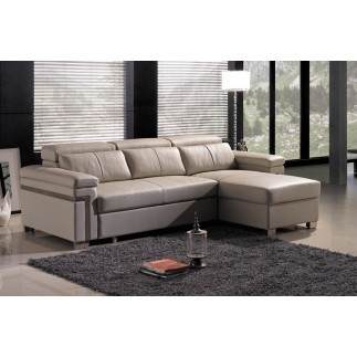Canapé d'angle convertible cuir buffle italien 5 places, ALLURE, gris foncé, angle droit