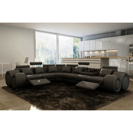 1ER PAIEMENT DE LA COMMANDE : Canapé d'angle en cuir italien 5/6 places petit excelia, noir, angle gauche, 6x sans frais, total