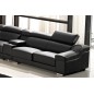 Canapé d'angle en cuir buffle italien de luxe 7 places LONDRES noir, angle gauche Canapé d'angle en cuir buffle italien de luxe 7 places LONDRES noir, angle gauche