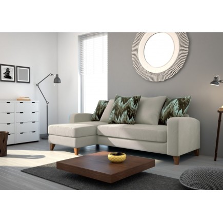Canapé d'angle en tissu de qualité SATURNE, beige.