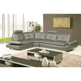 Solde de paiement de la commande : canapé d'angle en cuir buffle italien de luxe 6/7 places bellaligna, gris foncé, angle gauche