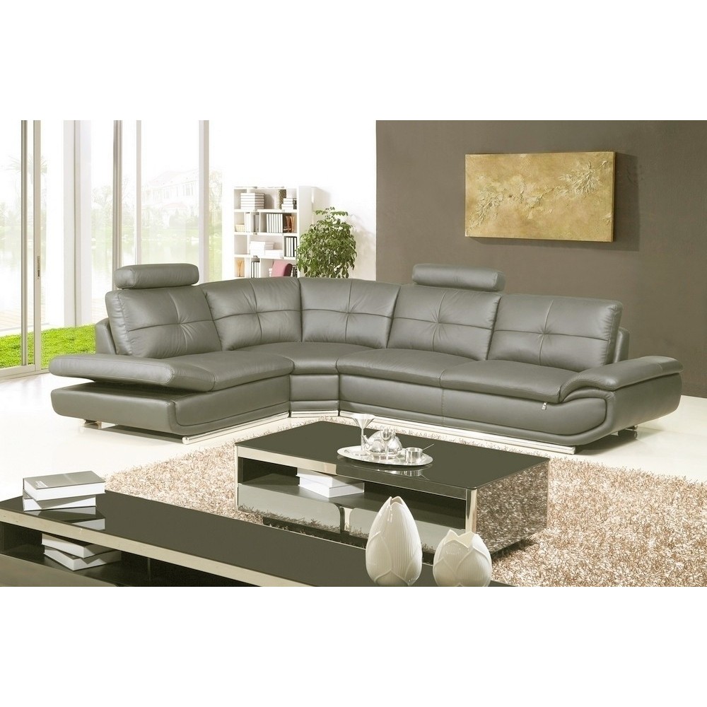 Solde de paiement de la commande : canapé d'angle en cuir buffle italien de luxe 6/7 places bellaligna, gris foncé, angle gauche