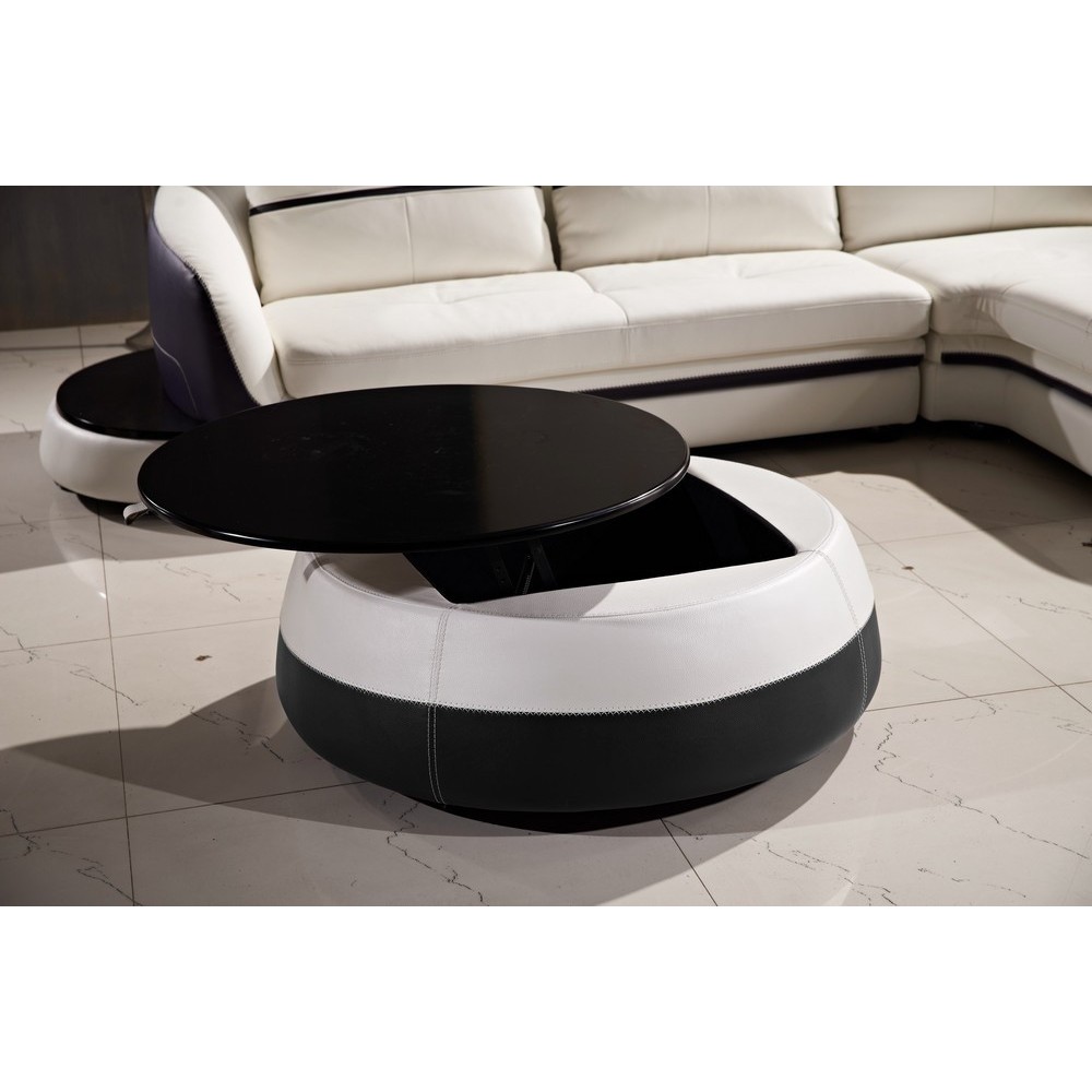 Table basse design de qualité, blanc et noir, GENETO