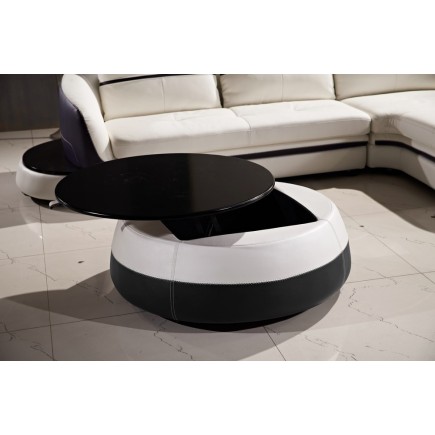 Table basse design de qualité, blanc et noir, GENETO