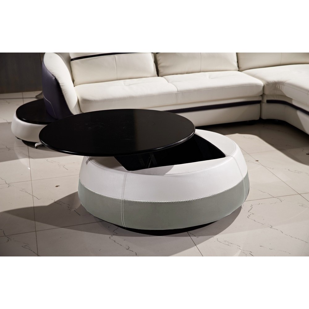 Table basse design de qualité, blanc et gris clair, GENETO