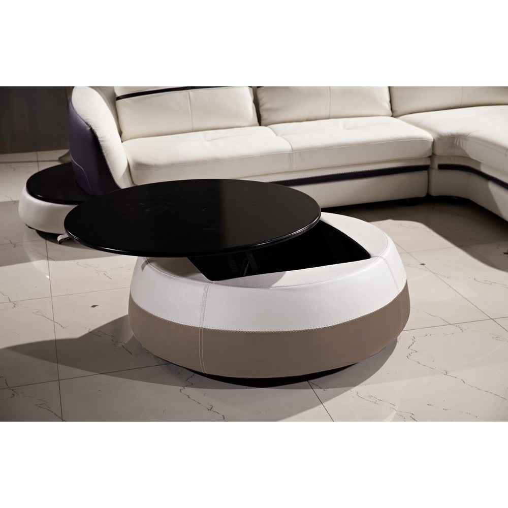 Table basse design de qualité, blanc et moka, GENETO