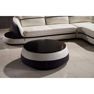 Table basse design de qualité, blanc et moka, GENETO