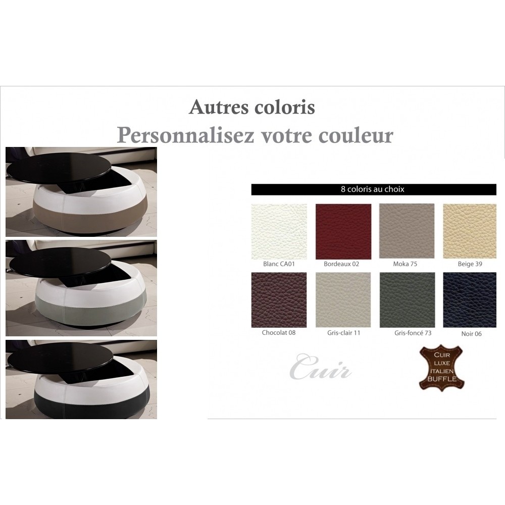 Table basse design de qualité, couleurs personnalisées, GENETO