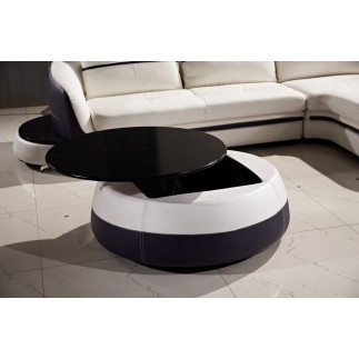 Table basse design de qualité, blanc et chocolat, GENETO