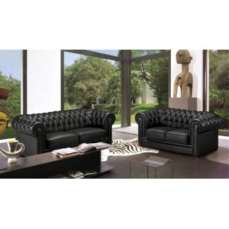 3eme paiement de la commande : Canapé 2 places en cuir italien chesterfield, noir , 6x sans frais, total de la commande 1547 eur