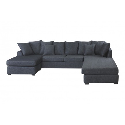 Canapé d'angle panoramique en tissu de qualité BELO, méridienne droite, gris