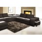 Canapé d'angle PROVENCE en cuir haut de gamme italien vachette, noir et blanc, table offerte, et grande banquette, angle droit,