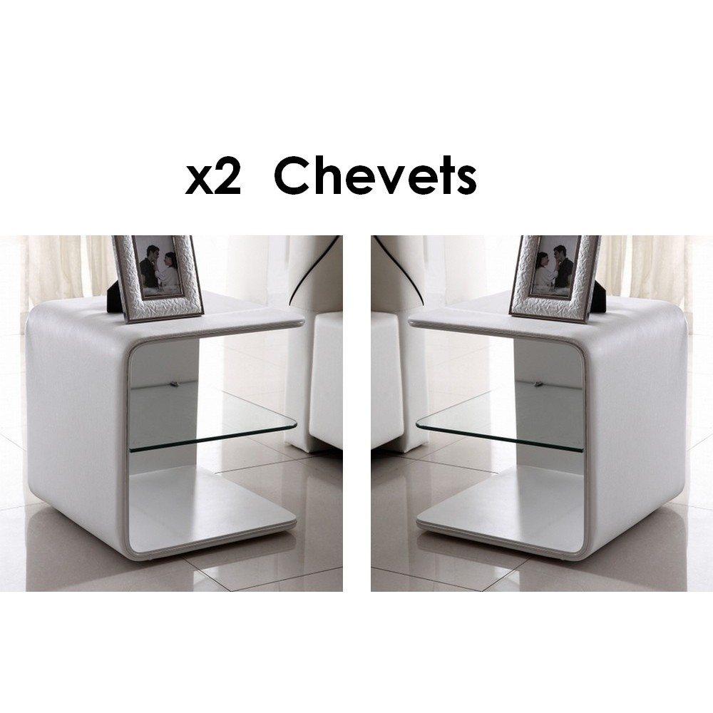 2 Chevets de qualité supérieure ELVIN, blanc (gauche et droit)
