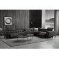 Canapé d'angle avec 2 relax électriques en cuir de buffle italien de luxe, 8 places MONACO, POUF OFFERT, noir, angle droit
