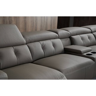 Canapé d'angle avec 2 relax électriques en cuir de buffle italien de luxe, 8 places MONACO, POUF OFFERT, noir, angle droit