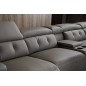 Canapé d'angle avec 2 relax électriques en cuir de buffle italien de luxe, 8 places MONACO, POUF OFFERT, noir, angle droit