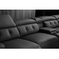 Canapé d'angle avec 2 relax électriques en cuir de buffle italien de luxe, 8 places MONACO, POUF OFFERT, noir, angle droit