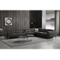 Canapé d'angle avec 2 relax électriques en cuir de buffle italien de luxe, 8 places MONACO, POUF OFFERT, noir, angle droit