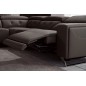 Canapé d'angle avec 2 relax électriques en cuir de buffle italien de luxe, 8 places MONACO, POUF OFFERT, noir, angle droit