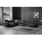 Canapé d'angle avec 2 relax électriques en cuir de buffle italien de luxe, 8 places MONACO, POUF OFFERT, noir, angle gauche