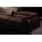 Canapé d'angle en cuir italien 5 places SUEDE, chocolat, angle gauche