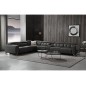 Canapé d'angle avec 2 relax électriques en cuir de buffle italien de luxe, 8 places MONACO, POUF OFFERT, noir, angle gauche