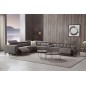 Canapé d'angle avec 2 relax électriques en cuir de buffle italien de luxe, 8 places MONACO, POUF OFFERT, moka, angle gauche