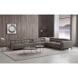 Canapé d'angle avec 2 relax électriques en cuir de buffle italien de luxe, 8 places MONACO, POUF OFFERT, moka, angle gauche