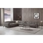 Canapé d'angle avec 2 relax électriques en cuir de buffle italien de luxe, 8 places MONACO, POUF OFFERT, moka, angle gauche