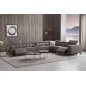 Canapé d'angle avec 2 relax électriques en cuir de buffle italien de luxe, 8 places MONACO, POUF OFFERT, moka, angle droit