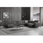 Canapé d'angle avec 2 relax électriques en cuir de buffle italien de luxe, 8 places MONACO, POUF OFFERT, gris foncé, angle droit