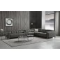 Canapé d'angle avec 2 relax électriques en cuir de buffle italien de luxe, 8 places MONACO, POUF OFFERT, gris foncé, angle droit
