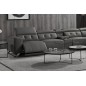 Canapé d'angle avec 2 relax électriques en cuir de buffle italien de luxe, 8 places MONACO, POUF OFFERT, gris foncé, angle droit