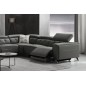 Canapé d'angle avec 2 relax électriques en cuir de buffle italien de luxe, 8 places MONACO, POUF OFFERT, gris foncé, angle droit