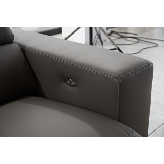Canapé d'angle avec 2 relax électriques en cuir de buffle italien de luxe, 8 places MONACO, POUF OFFERT, gris foncé, angle droit
