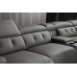 Canapé d'angle avec 2 relax électriques en cuir de buffle italien de luxe, 8 places MONACO, POUF OFFERT, gris foncé, angle droit