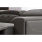 Canapé d'angle avec 2 relax électriques en cuir de buffle italien de luxe, 8 places MONACO, POUF OFFERT, gris foncé, angle droit