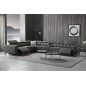 Canapé d'angle avec 2 relax électriques en cuir de buffle italien de luxe, 8 places MONACO, POUF OFFERT, gris foncé, angle gauch