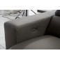Canapé d'angle avec 2 relax électriques en cuir de buffle italien de luxe, 8 places MONACO, POUF OFFERT, gris foncé, angle gauch