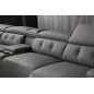 Canapé d'angle avec 2 relax électriques en cuir de buffle italien de luxe, 8 places MONACO, POUF OFFERT, gris foncé, angle gauch