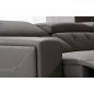Canapé d'angle avec 2 relax électriques en cuir de buffle italien de luxe, 8 places MONACO, POUF OFFERT, gris foncé, angle gauch