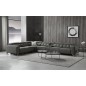 Canapé d'angle avec 2 relax électriques en cuir de buffle italien de luxe, 8 places MONACO, POUF OFFERT, gris foncé, angle gauch