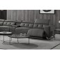 Canapé d'angle avec 2 relax électriques en cuir de buffle italien de luxe, 8 places MONACO, POUF OFFERT, gris foncé, angle gauch